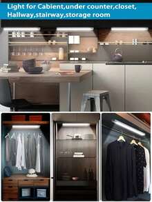 Luz con sensor de movimiento LED inteligente, accesorio de iluminación para caravana, 3 modos de atenuación, recargable por USB con batería de litio incorporada, fácil instalación para armario, gabinete, dormitorio, baño, escaleras y talla grande - Blanco - Ver 9