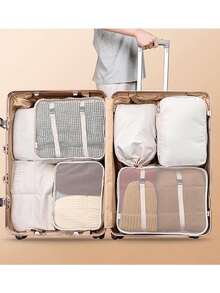 Premium Textured Solid Travel Packing Cube Sets, Multi‑Purpose Storage Organizer Bags. For Holiday, Festival, Weekend Getaway, Dorm, Back‑To‑School. Organizes Clothes, Makeup, Skincare, Phone & Small Items For Travel And Home Sorting. - Multicolor - View 6