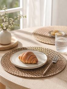 Haus Hana 1PC/5PCS Round Woven Heat Resistant Table Trivet, Natural Jute Pot Holder & Hot Dish Mat, Boho Dining Table Decor For Plates, Coffee Cups, Kitchen, Restaurant, Dinner Party, Holiday, Wedding, Housewarming Gift & Table Placemat - Multicolor - View 10