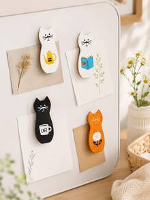 Haus Hana 1pcCat Wooden Magnetic Clips, Fridge Magnets With Clip For Notes, Photos, Messages, Chip Bag Sealer, Kitchen Office Home Decor, Cute Animal Design, Gift For Women, Girls - Multicolor - View 3