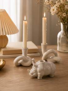 Cirelle 1pc Minimalist Ceramic Candle Holder, Elegant Tea Light Stand, Suitable For Home Decoration, Living Room, Bedroom, And Office. - multicolor - View 8