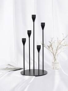1pc Elegant And Slender Five-Arm Candlestick, Romantic Metal Long-Handled Candlestick, With Widened Base To Prevent Tipping, Romantic Valentine's Day Decoration Candlestick, Elegant Centerpiece For The Dining Table - High Stability Model - View 9