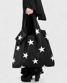 ROMWE Goth Star Print Large Capacity Foldable Shopper Bag, Stars Hollow Women Bag - Black and White - View 7