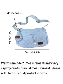 Tas Selempang Harajuku Mewah untuk Mahasiswa - Desain Warna Polos dan Motif Kotak-kotak yang Luas, Kapasitas Besar, Tali Bahu yang Dapat Diatur, Tas Tangan Desainer Modis Bergaya untuk Wanita Kembali ke Sekolah - Beraneka warna - View 7