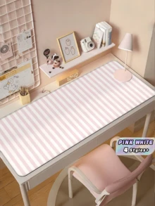 1PC Thick Anti Slip Non Slip Rubber Base Soft NS Style Pink White Striped Cute Mouse Pad Desktop Decorative Mat For Office Gaming Keyboard Pad Computer Accessories Desk Mat - A - View 1