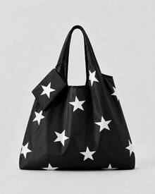 ROMWE Goth Star Print Large Capacity Foldable Shopper Bag, Stars Hollow Women Bag - Black and White - View 1