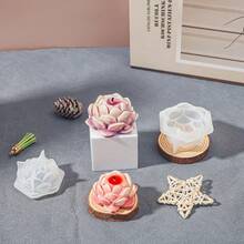 大號和小號蓮花香氛蠟燭矽膠模具 DIY 環氧樹脂花朵手工皂膠水應用模具 批發 - 白色 - 查看 2