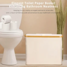 Bamboo Toilet Paper Storage Basket, Holds 12 Rolls, Multi-Use Bathroom Organizer, Toilet Paper Holder Box, Home Bathroom Decor For Autumn & New Semester - multicolor - View 3