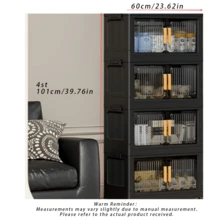 A 40Cm/15 Inches - 60Cm/23 Inches Wide Plastic Storage Cabinet, Small Folding Storage Box, Kitchen/Restaurant StorageCabinetFor Storing Utensils, KitchenStorageShelf, Home Living RoomToyStorage Cabinet, DrawerOrganizer, Kitchen DrawerStorageCabinet - Transparent Black - View 6