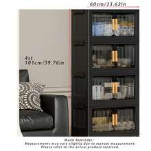 A 40Cm/15 Inches - 60Cm/23 Inches Wide Plastic Storage Cabinet, Small Folding Storage Box, Kitchen/Restaurant StorageCabinetFor Storing Utensils, KitchenStorageShelf, Home Living RoomToyStorage Cabinet, DrawerOrganizer, Kitchen DrawerStorageCabinet - Transparent Black - View 8