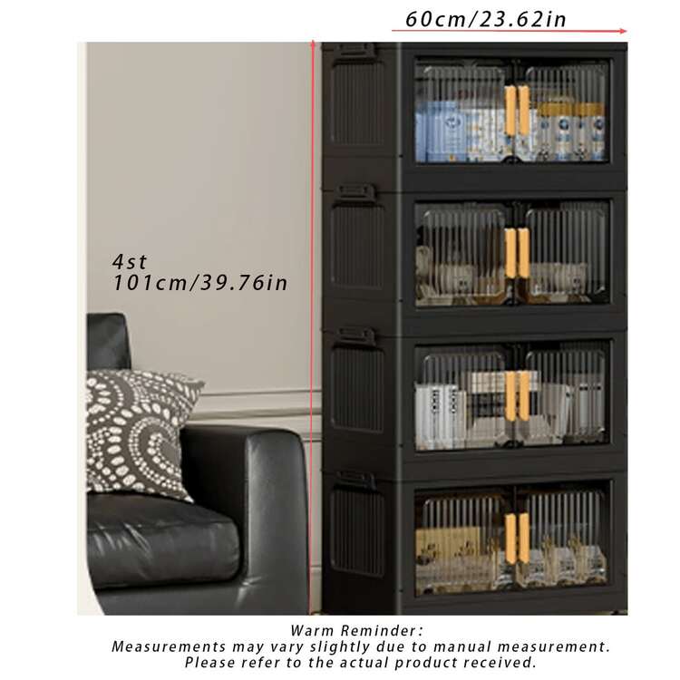 A 40Cm/15 Inches - 60Cm/23 Inches Wide Plastic Storage Cabinet, Small Folding Storage Box, Kitchen/Restaurant StorageCabinetFor Storing Utensils, KitchenStorageShelf, Home Living RoomToyStorage Cabinet, DrawerOrganizer, Kitchen DrawerStorageCabinet - Transparent Black - View 8
