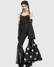 ROMWE Goth Star Print Large Capacity Foldable Shopper Bag, Stars Hollow Women Bag - Black and White - View 6