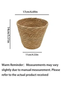編織花盆，北歐風藤編花籃，適用於客廳、陽台裝飾，盆栽植物家居裝飾花瓶，房間裝飾玻璃花瓶 - 咖啡棕 - 查看 13