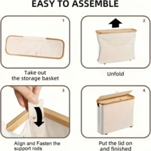Bamboo Toilet Paper Storage Basket, Holds 12 Rolls, Multi-Use Bathroom Organizer, Toilet Paper Holder Box, Home Bathroom Decor For Autumn & New Semester - multicolor - View 6
