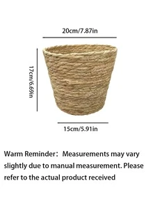 編織花盆，北歐風藤編花籃，適用於客廳、陽台裝飾，盆栽植物家居裝飾花瓶，房間裝飾玻璃花瓶 - 咖啡棕 - 查看 15