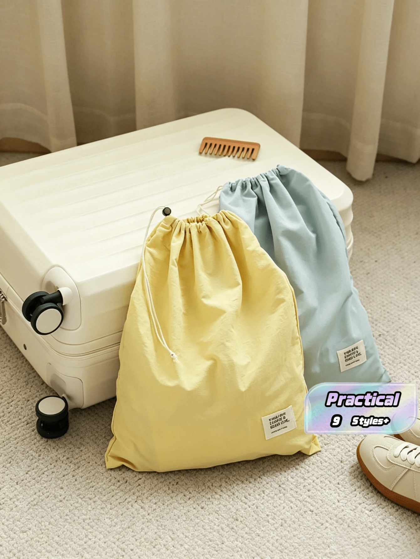 1pc/2pcs Drawstring Storage Bag, Portable Travel Organizer Pouch For Clothes, Shoes, Cosmetics, Multi-Purpose ,Reusable Drawstring Bag, Lightweight Travel Storage Pouch For Luggage Organization - View 1
