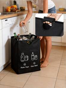 1PC Large Capacity Foldable Thickened Tear Resistant Sponge Handle Can Garbage Bin Collapsible Space Saving For Home Office Kitchen Storage Container - A - View 5