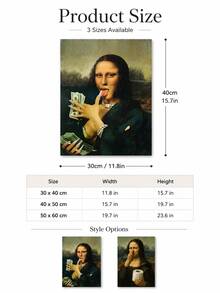 Joivida 1pc Funny Mona Lisa Parody Canvas Wall Art, Unframed Classic Portrait Print Poster, Quirky Modern Decorative Painting For Living Room, Bedroom, Dorm, Office, Cafe, Apartment Home Decor & Gift - multicolor - View 3