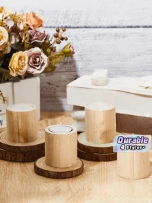 6pcs Wooden Candle Holder Candle Set, Suitable For Wedding, Festival, Room Decoration, Birthday Gift - one-size - View 1