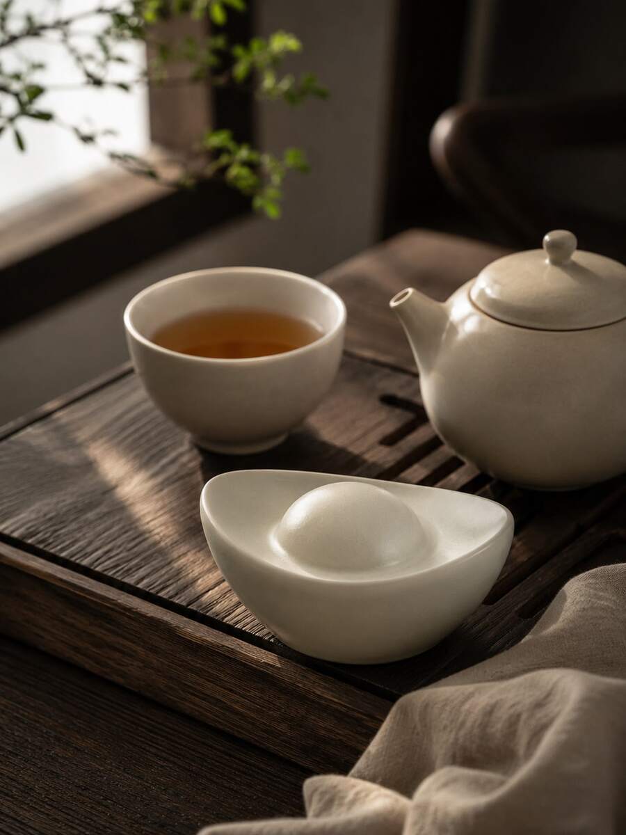 superFUNNYmarket 1件金色金條茶寵,陶瓷中國元寶造型,可滋養茶桌茶寵,茶壺蓋托,功夫茶配件,禪意家居裝飾,送給茶愛好者的禮物 - 多色 - 查看 1