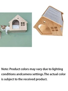 1pc Wall Mounted Cat Tree, Wooden Cat Ladder Steps, Cat Villa For Playing, Climbing And Resting, Easy To Assemble, Max Load 12kg (26lb) - Apricot - View 5