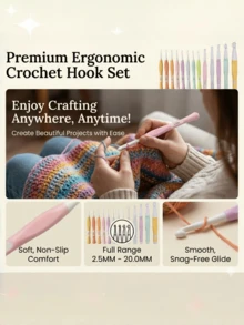 5/8/13pcs 2.5-20mm Ergonomic Crochet Hook Set, 2026 New Multicolor Crochet Needles With Rubber Grip, Suitable For Sweaters, Scarves, DIY Knitting, Thick Blankets, Shawls, Carpets, Etc. - Macaron Colors - View 4