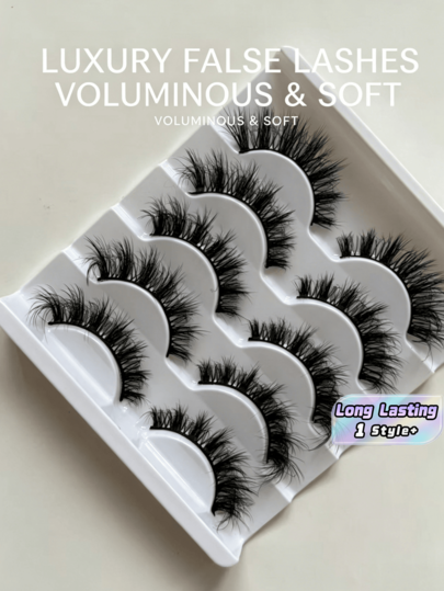 5 Pairs D Curl 5D Fluffy Russian Volume Faux Mink False Eyelashes Big Curl Thick Strip Lashes For Dramatic Makeup