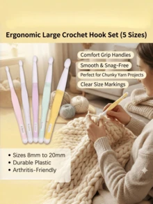 5/8/13pcs 2.5-20mm Ergonomic Crochet Hook Set, 2026 New Multicolor Crochet Needles With Rubber Grip, Suitable For Sweaters, Scarves, DIY Knitting, Thick Blankets, Shawls, Carpets, Etc. - Macaron Colors - View 7