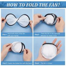 White Nylon Foldable Fan With Black Edging, Portable Blank Sublimation Fan For Wedding Favors, Parties And Outdoor Events - White - View 2