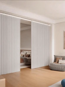 1pc Foldable Curtain Partition Rod Free All-Season Decorative Hanging Cloth Divider Rental Home Bed Privacy Screen Room Divider Living Room Bedroom Windows Portable Tension Rod Dorm Studio Apartment High-End Temporary Space Separation - multicolor - View 2