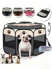 1PC Portable Foldable Pet Tent Kennel Octagonal Fence Puppy Shelter Easy To Use Outdoor Easy Operation Large Dog Cages Cat Fences - Multicolor - View 1