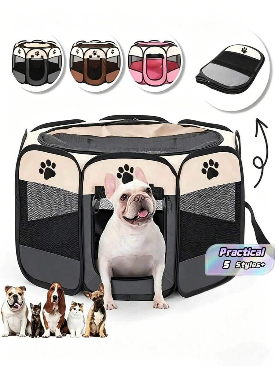 1PC Portable Foldable Pet Tent Kennel Octagonal Fence Puppy Shelter Easy To Use Outdoor Easy Operation Large Dog Cages Cat Fences - Multicolor - View 1