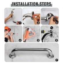 Stainless Steel Grab Bar Bathroom Handicap Shower Tub Handle Support Bathroom Accessories Bathroom Tools - silver - View 9