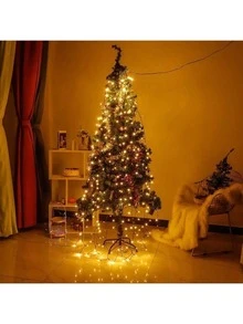 1 Christmas Tree Light, Waterfall Christmas Lights, USB-Powered Christmas Lights, 6.6-Foot Hanging 200-LED Christmas Light String, Suitable For Holiday Party Decorations, Christmas Decorations, Christmas Tree Gifts, - Round waterfall light - View 9