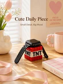 Zazumi 1/2pcs Red Pixel Game Style Smart Watch Charging Stand, Mine World-Inspired Pixel Art Cube Dock, Compact Charger Puck Holder Compatible With Apple Watch Series 1-9, Desk & Nightstand Accessory For Bedroom, Office & Gamer Gift - Multicolor - View 6