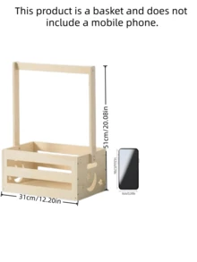 1pc Wooden Storage Basket, Rectangular Organizer Box, Multi-Purpose Basket For Toiletries And Toys, Storage Boxes & Containers. - Multicolor - View 7