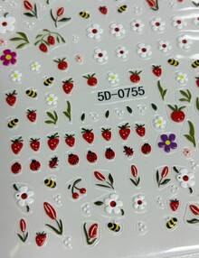 1PC Cute Mini Blueberry Embossed Jelly Nail Stickers, Fresh Fruit Nail Art Decals - Multicolor - View 10