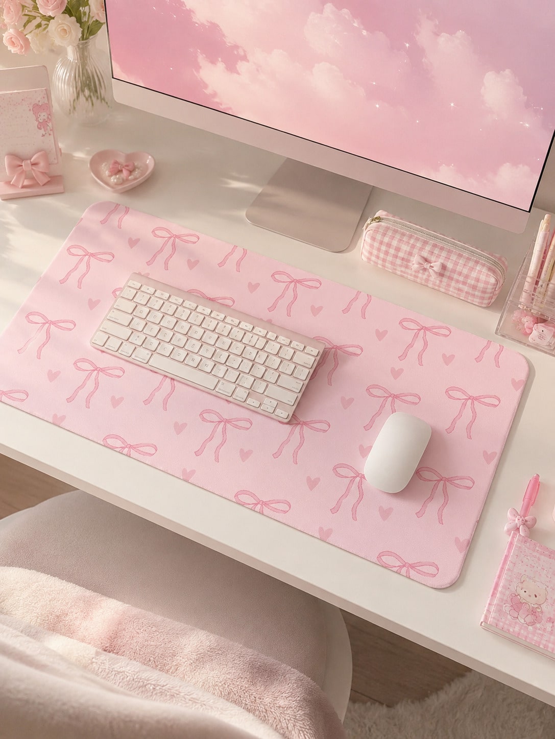 Kawaii Cartoon Bowknot Thickened Mouse Pad, Non-Slip, Waterproof And  , Model 919979