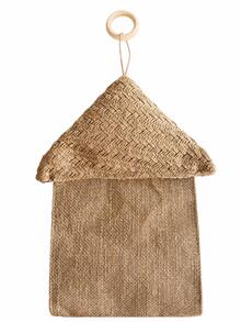 Cirelle Boho Farmhouse House-Shaped Hanging Tissue Holder, Handwoven Jute Linen Wall Mount Napkin Dispenser With Hook. Sturdy Durable Fabric Storage Bag, Vintage Rustic Decor For Kitchen, Dining Room, Balcony And Semi-Outdoor Space. - Multicolor - View 9