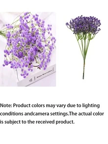 80pcs Starry Sky Artificial Flowers, Fresh And Romantic Fake Flower Bouquet, Made Of Fade-Resistant Plastic Material, Suitable For Home And Outdoor Garden Decor, Wedding, Hotel Lobby, Party, Birthday Atmosphere Decor - Purple - View 4