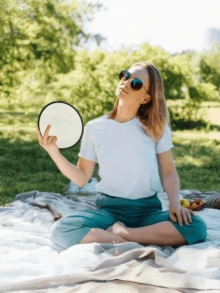 White Nylon Foldable Fan With Black Edging, Portable Blank Sublimation Fan For Wedding Favors, Parties And Outdoor Events - White - View 5