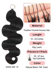 Boho Braids Miracle Knots 100% Remy 人髮鉤編髮 髮羽線系列 絲滑無縫隱形自然黑 適合細髮女性的微小預環鉤編人髮接髮 波浪捲 - Natural Black - 查看 2