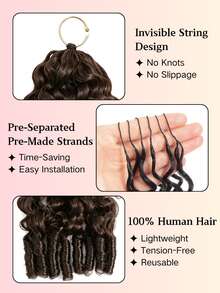 Boho Braids Miracle Knots 鉤編真人髮 Remy 捲 Feather Line 鉤編髮辮 沙龍級絲滑無縫隱形 純色 2# 深棕巧克力色 羽毛鉤編真人髮編髮 女款 微預環捲接髮 - S2# - 查看 3