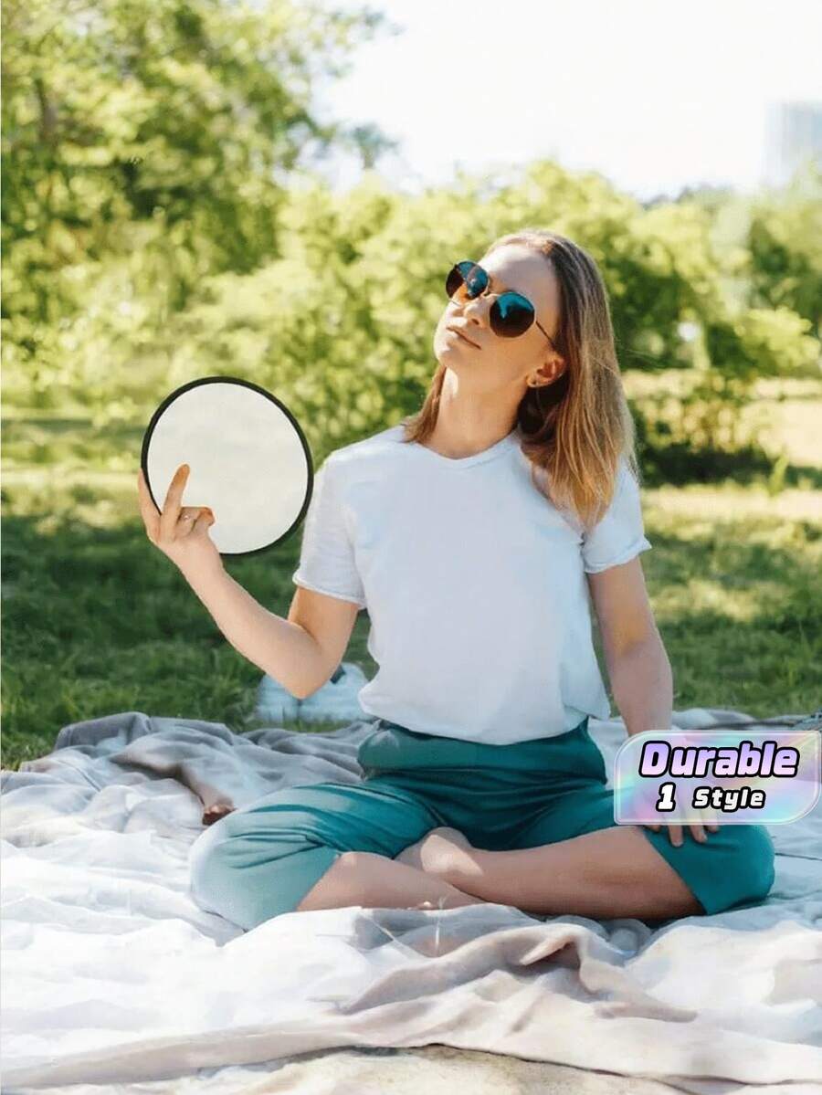 White Nylon Foldable Fan With Black Edging, Portable Blank Sublimation Fan For Wedding Favors, Parties And Outdoor Events - White - View 1