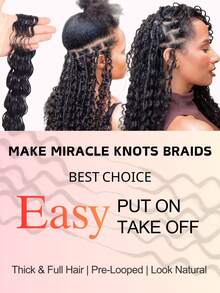 Boho Braids Miracle Knots Crochet Human Hair 100% Remy Burmese Curl Feather Line Crochet Hair Braids Salon Silky Seamless Invisible Solid Color 30# Feather Crochet Human Hair Braiding For Women Micro Pre Looped Burmese Curly Extensions - S30# - View 6