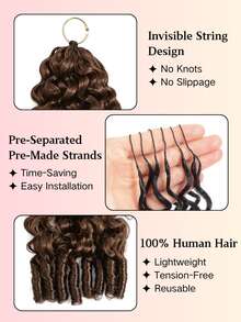 Boho Braids Miracle Knots Crochet Human Hair 100% Remy Burmese Curl Feather Line Crochet Hair Braids Salon Silky Seamless Invisible Solid Color 4# Medium Brown Reddish Feather Crochet Human Hair Braiding For Women Micro Pre Looped Burmese Curly Extensions - S4# - View 3