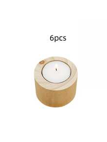 6pcs Wooden Candle Holder Candle Set, Suitable For Wedding, Festival, Room Decoration, Birthday Gift - one-size - View 9