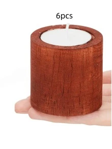 6pcs Wooden Candle Holder Candle Set, Suitable For Wedding, Festival, Room Decoration, Birthday Gift - one-size - View 8