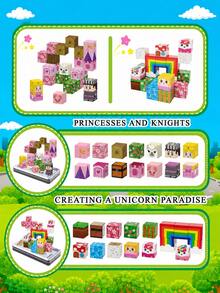 2CM-27PCS Magnetic Cube Building Blocks, 8 Styles Optional With Iron Storage Box, Colorful Pattern Magnet Blocks For DIY Scene Construction, Suitable For Kids Daily Play & Birthday Gifts, Back To School - Multicolor - View 6