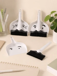 Zazumi 1Pc Desktop Mini Broom Set, Dustpan Set, Mr. Beard/Mr. Glasses Pattern, Suitable For Cleaning Student Desks/Office Desks/Kitchen Stoves/Corners And Crevices, Cleaning Combo Set, Broom, Dustpan - multicolor - View 2